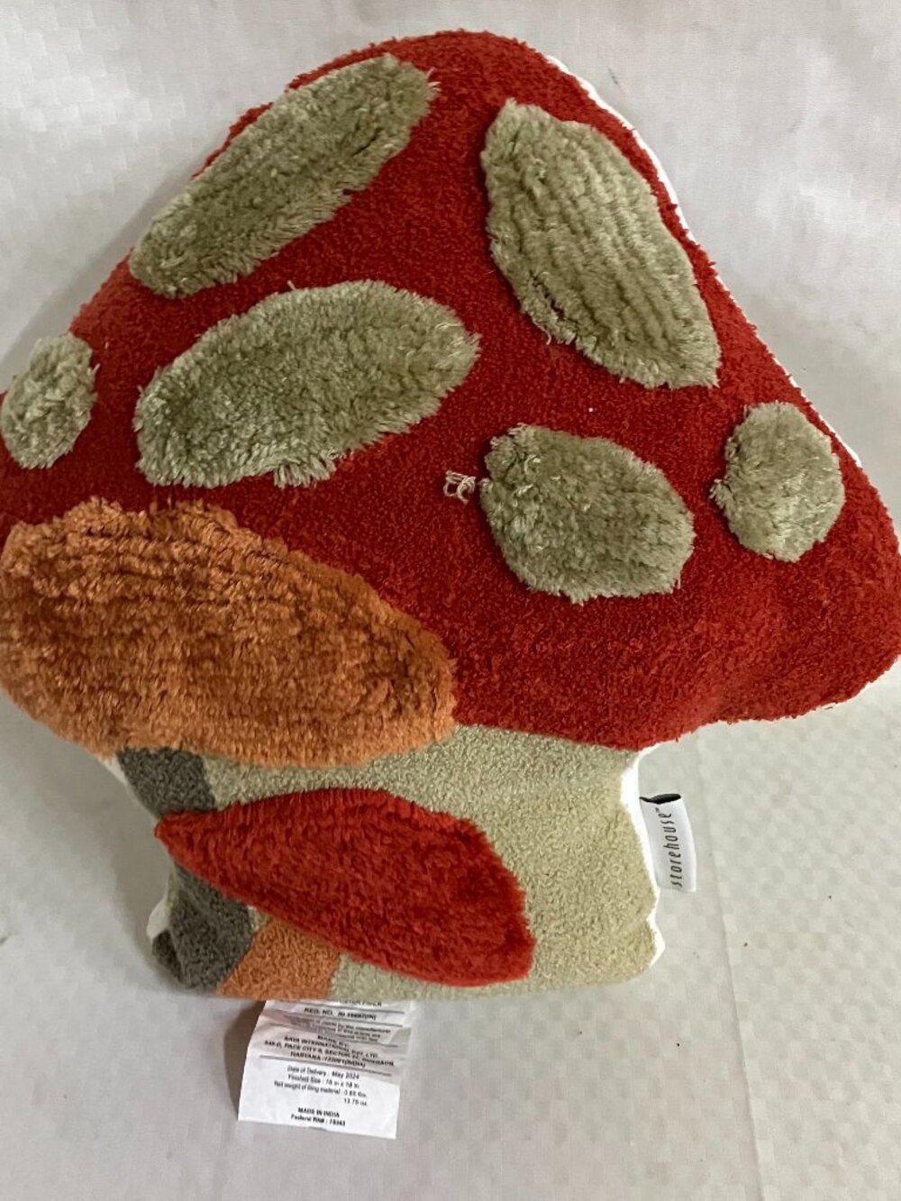 Storehouse Mushroom Throw Pillow 16x18 Multicolor Tufted Decorative Accent